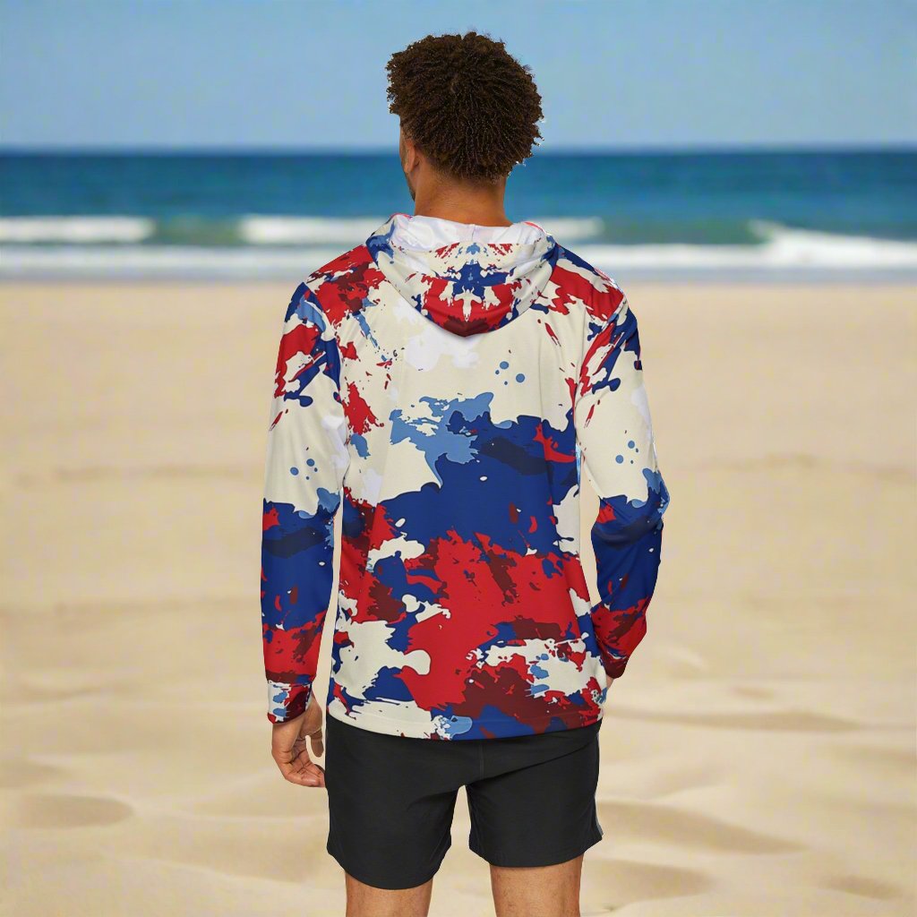 American Flag Camo Dry Fit SPF 50 Men's Sports Warmup Hoodie - Discipline Over Motivation 24/7