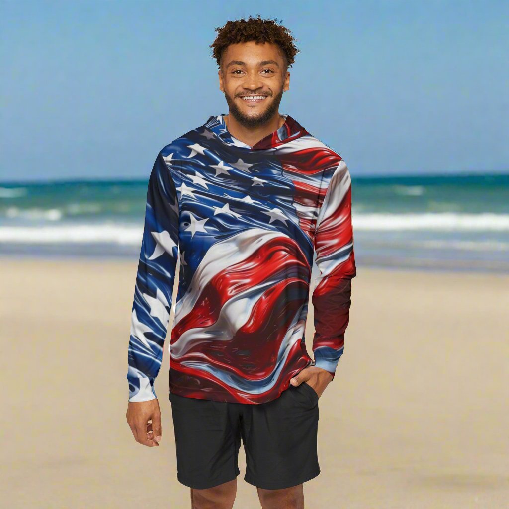 American Flag Dry Fit SPF 50 Men's Sports Warmup Hoodie (AOP) - Discipline Over Motivation 247