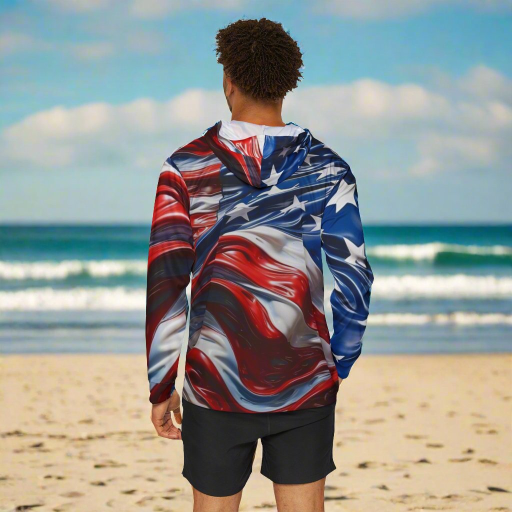 American Flag Dry Fit SPF 50 Men's Sports Warmup Hoodie (AOP) - Discipline Over Motivation 247