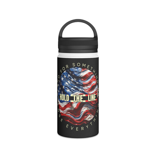 American Flag Hold The Line Water Bottle - Discipline Over Motivation 24/7