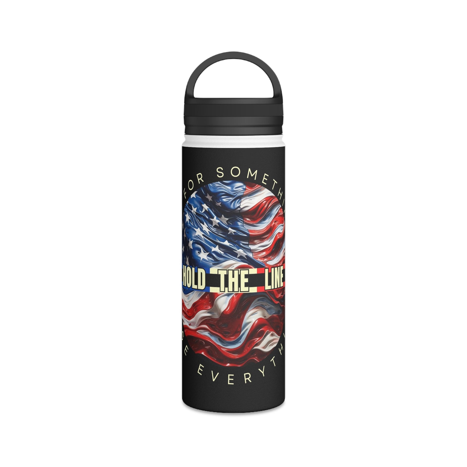 American Flag Hold The Line Water Bottle - Discipline Over Motivation 24/7