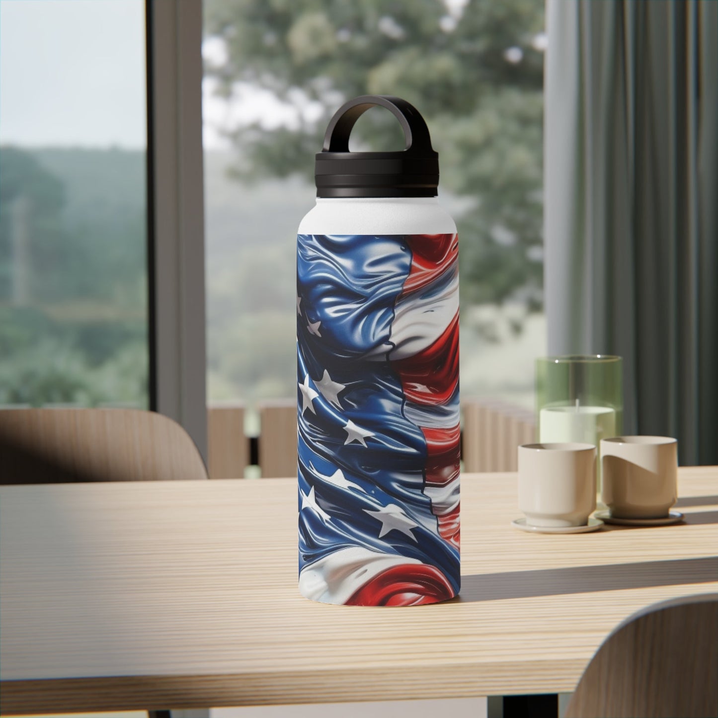 American Flag Water Bottle - Discipline Over Motivation 247