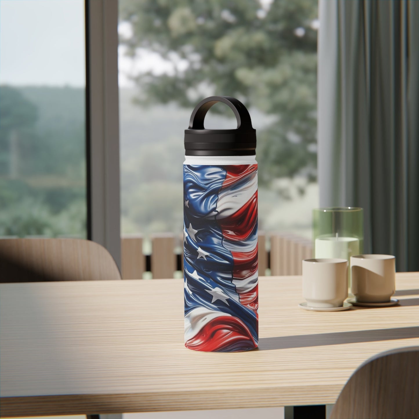 American Flag Water Bottle - Discipline Over Motivation 247