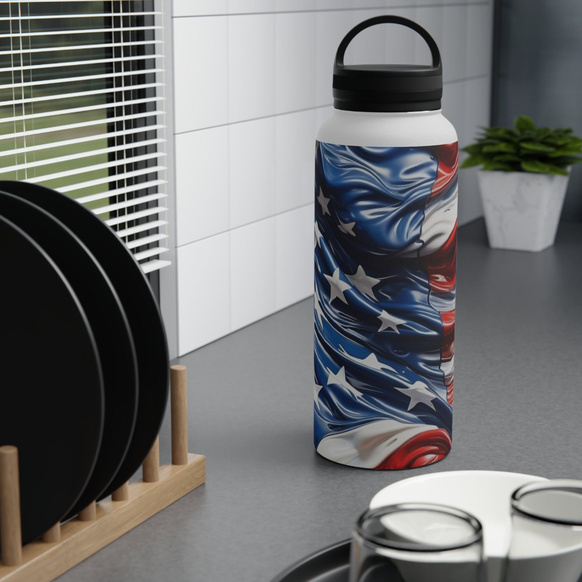 American Flag Water Bottle - Discipline Over Motivation 247