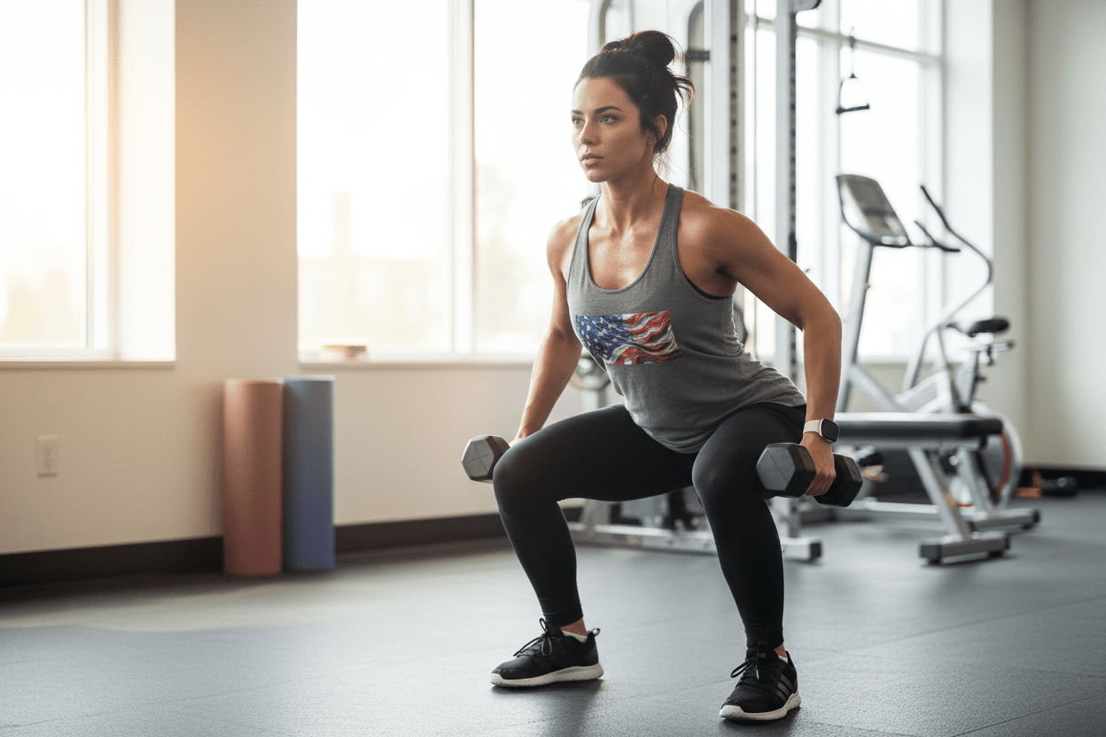 AMERICAN FLAG — WOMEN’S RACERBACK TANK - Discipline Over Motivation 24/7