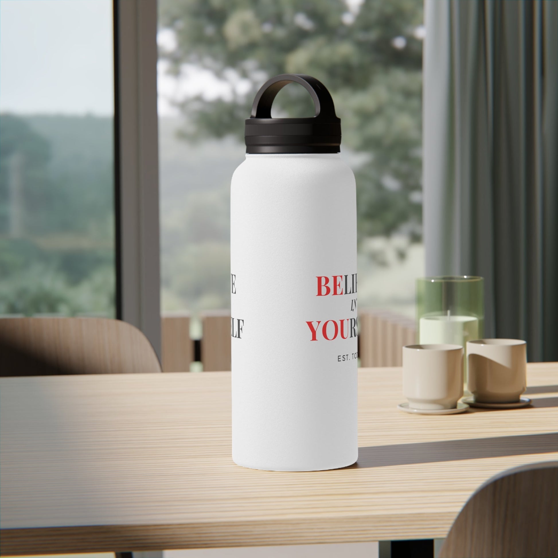 Believe In Yourself and Be You Stainless Steel Water Bottle, Handle Lid - Discipline Over Motivation 247