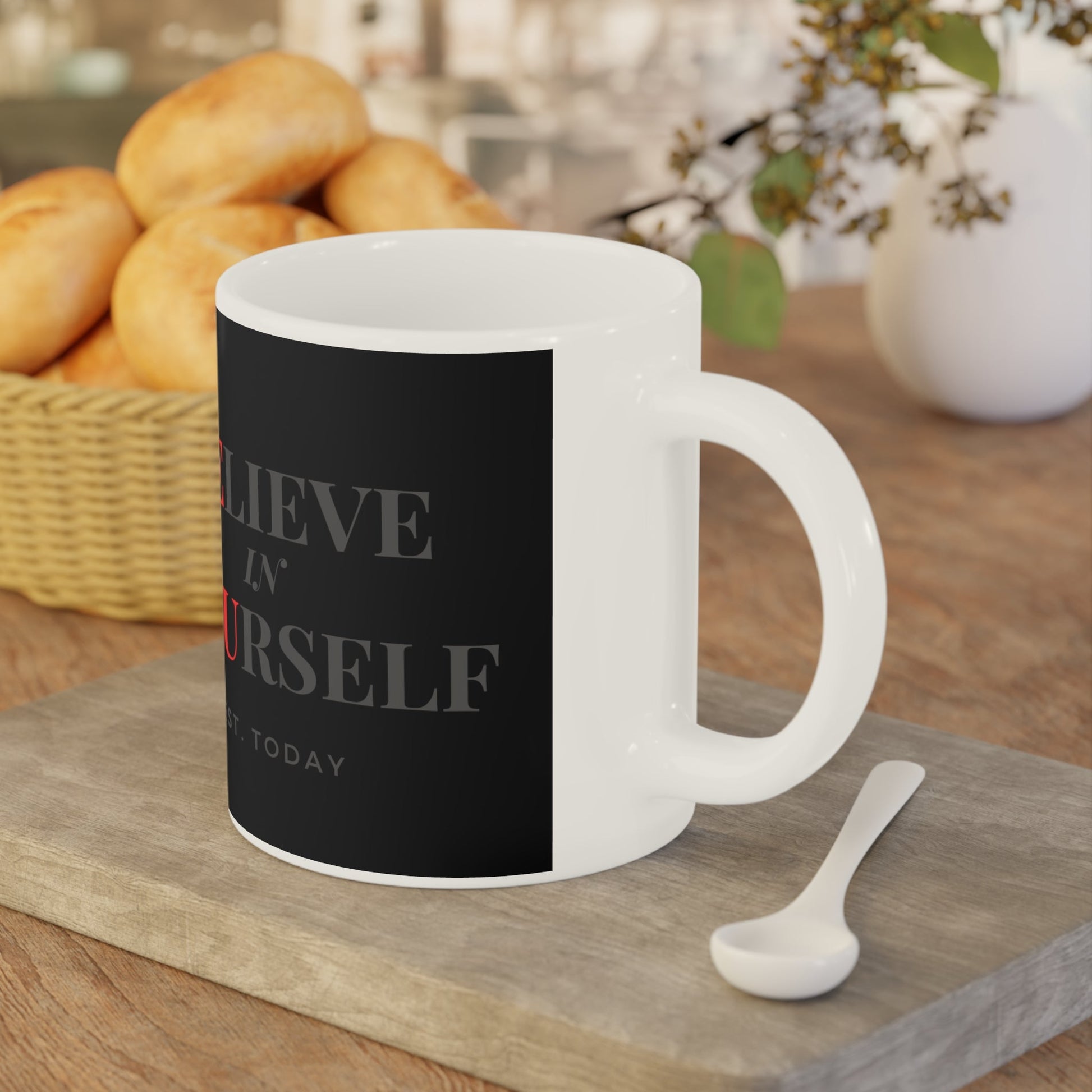 Believe In Yourself Black Mug - Discipline Over Motivation 247