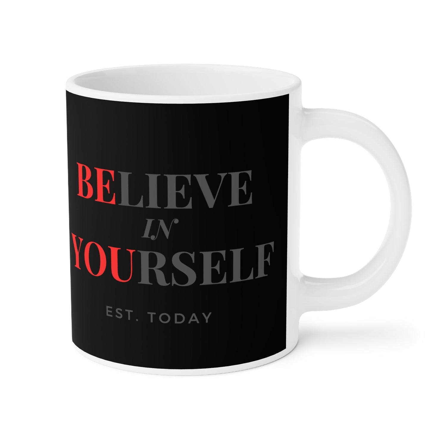 Believe In Yourself Black Mug - Discipline Over Motivation 247