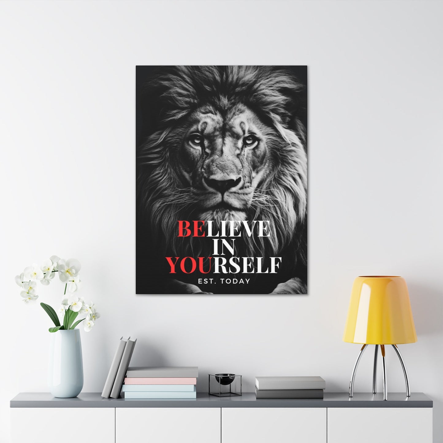 Believe In Yourself Canvas Black and White - Discipline Over Motivation 247