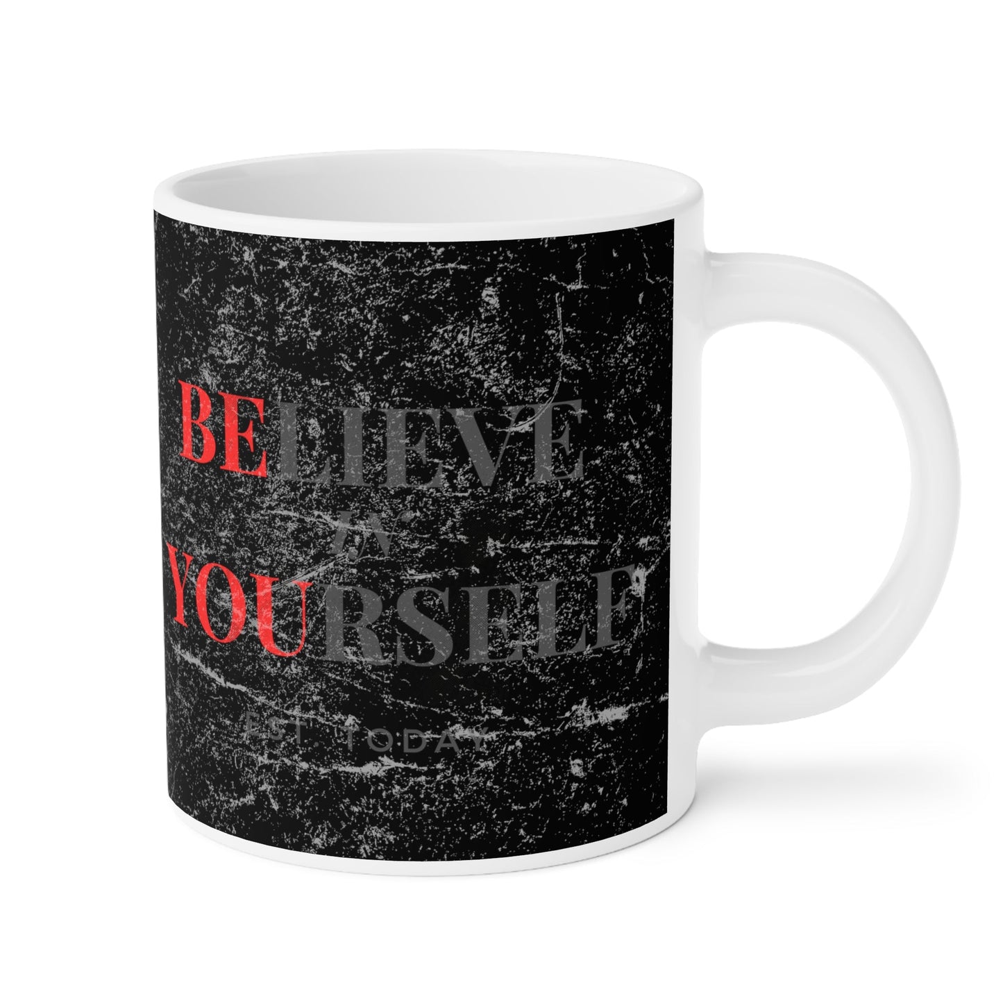 Believe In Yourself Distressed Black Mug - Discipline Over Motivation 247