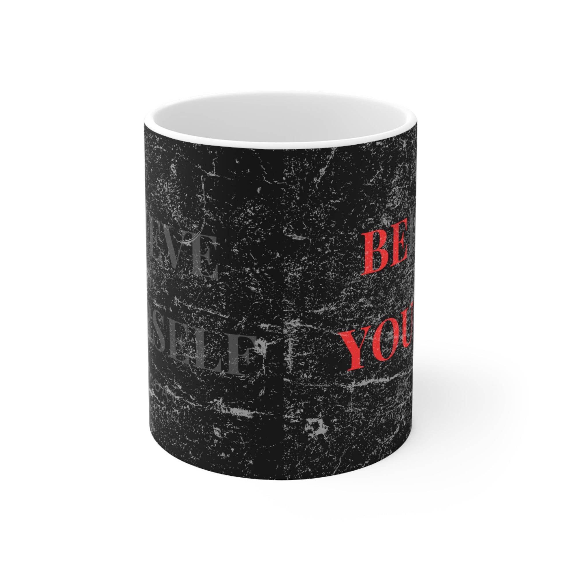 Believe In Yourself Distressed Black Mug - Discipline Over Motivation 247