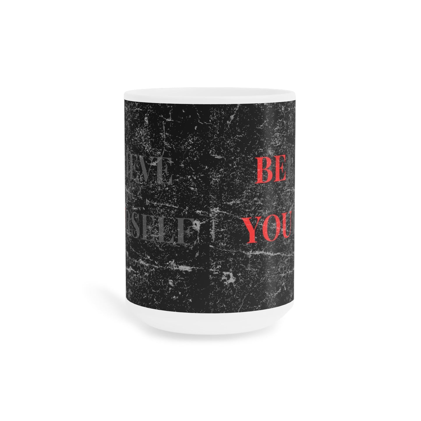 Believe In Yourself Distressed Black Mug - Discipline Over Motivation 247