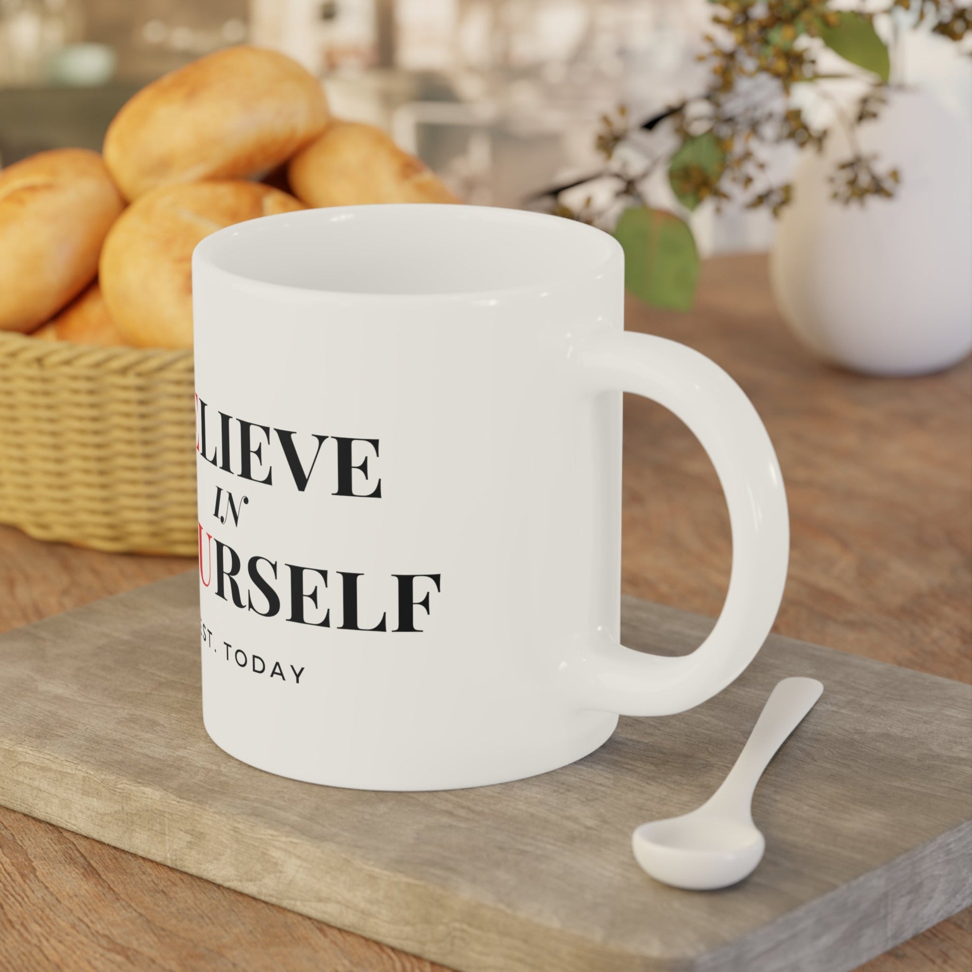 Believe In Yourself White Mug - Discipline Over Motivation 247