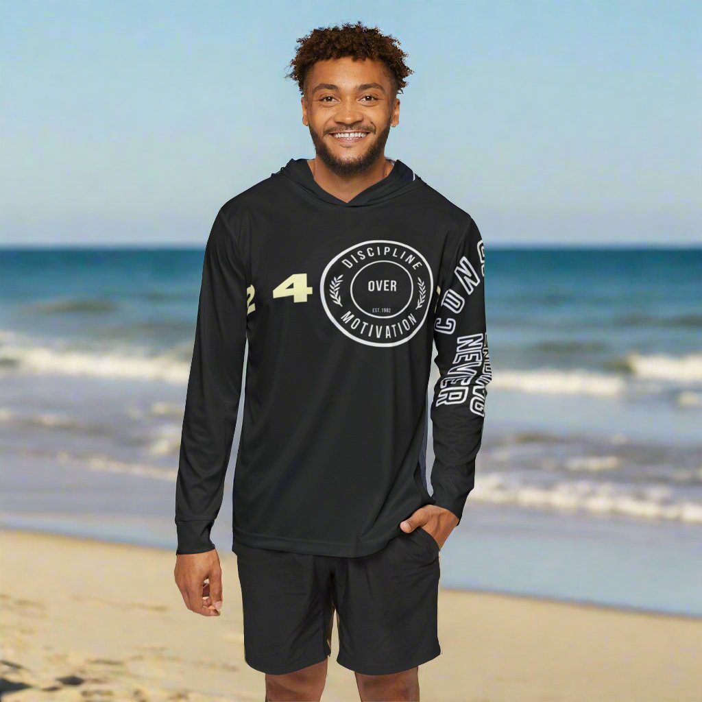 Constant Never Ending Improvement Dry Fit SPF 50 Men's Sports Warmup Hoodie - Discipline Over Motivation 24/7