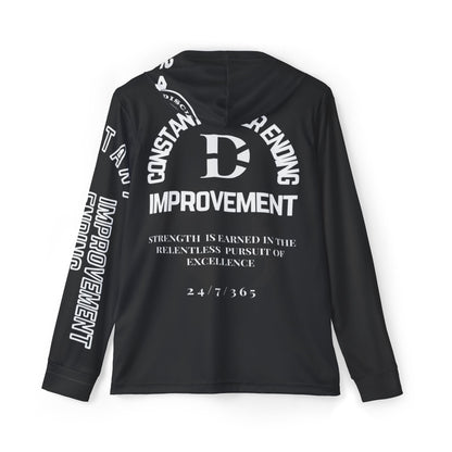 Constant Never Ending Improvement Dry Fit SPF 50 Men's Sports Warmup Hoodie (AOP) - Discipline Over Motivation 24/7