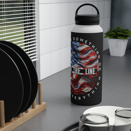 Customizable American Flag “Hold The Line” Stainless Steel Water Bottle - Discipline Over Motivation 24/7