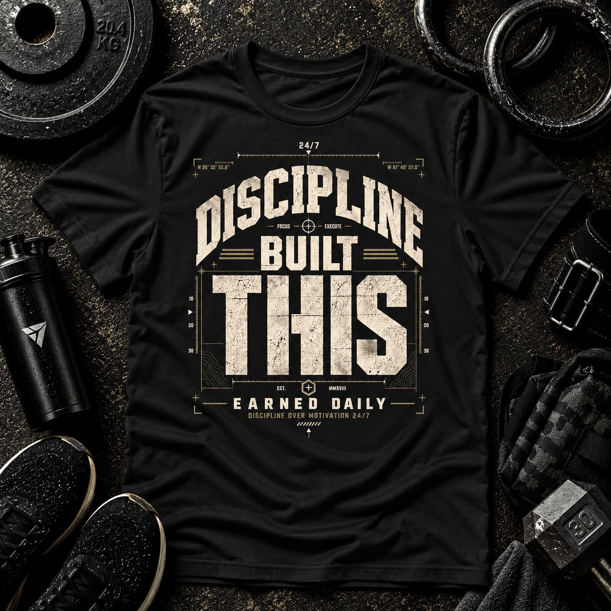 DISCIPLINE BUILT THIS™ TEE - Discipline Over Motivation 24/7