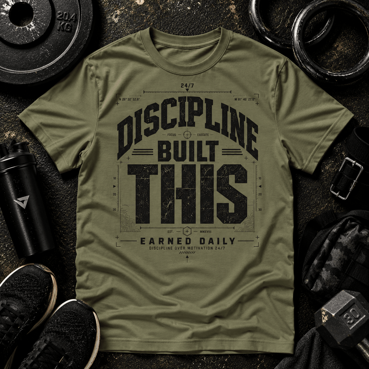 DISCIPLINE BUILT THIS™ TEE - Discipline Over Motivation 24/7