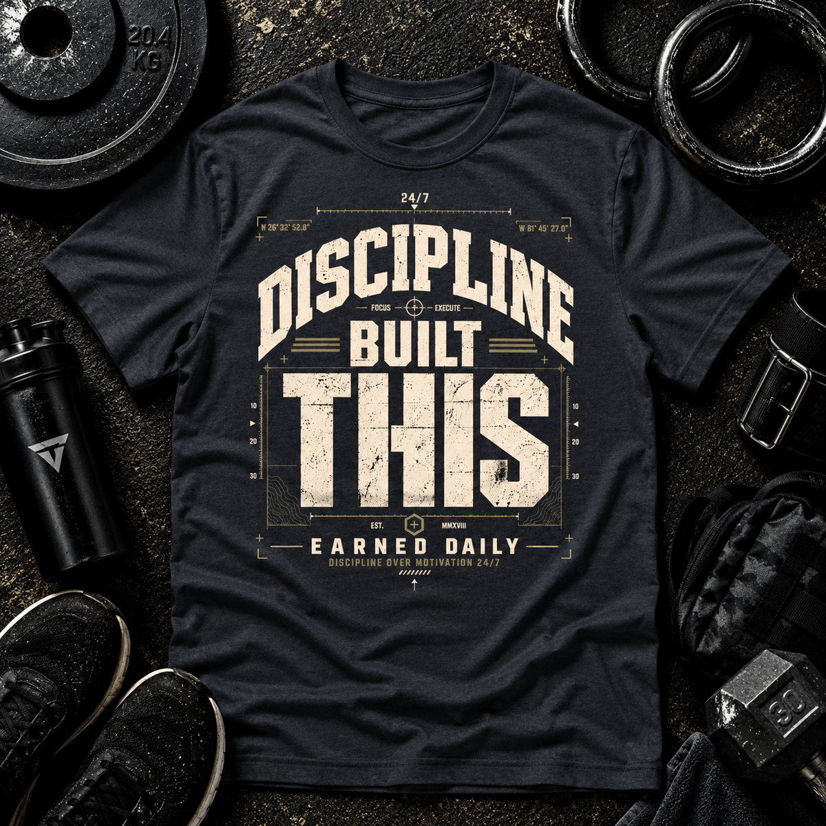DISCIPLINE BUILT THIS™ TEE - Discipline Over Motivation 24/7