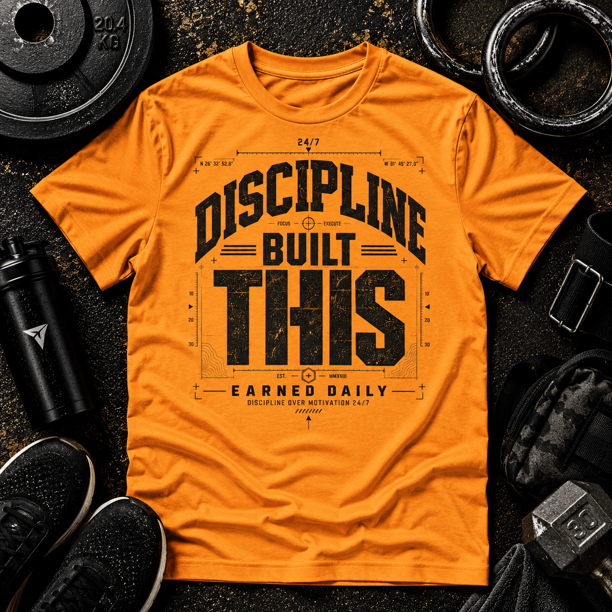DISCIPLINE BUILT THIS™ TEE - Discipline Over Motivation 24/7
