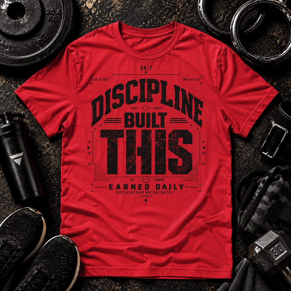 DISCIPLINE BUILT THIS™ TEE - Discipline Over Motivation 24/7