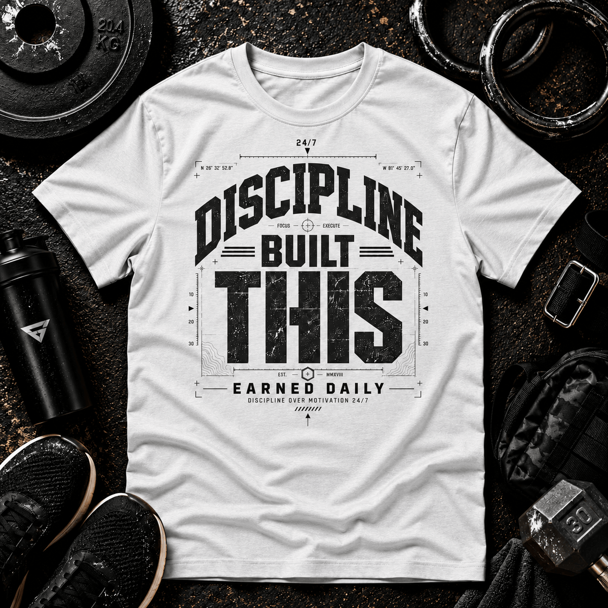 DISCIPLINE BUILT THIS™ TEE - Discipline Over Motivation 24/7