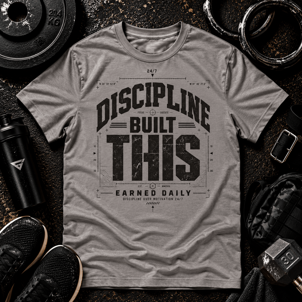 DISCIPLINE BUILT THIS™ TEE - Discipline Over Motivation 24/7
