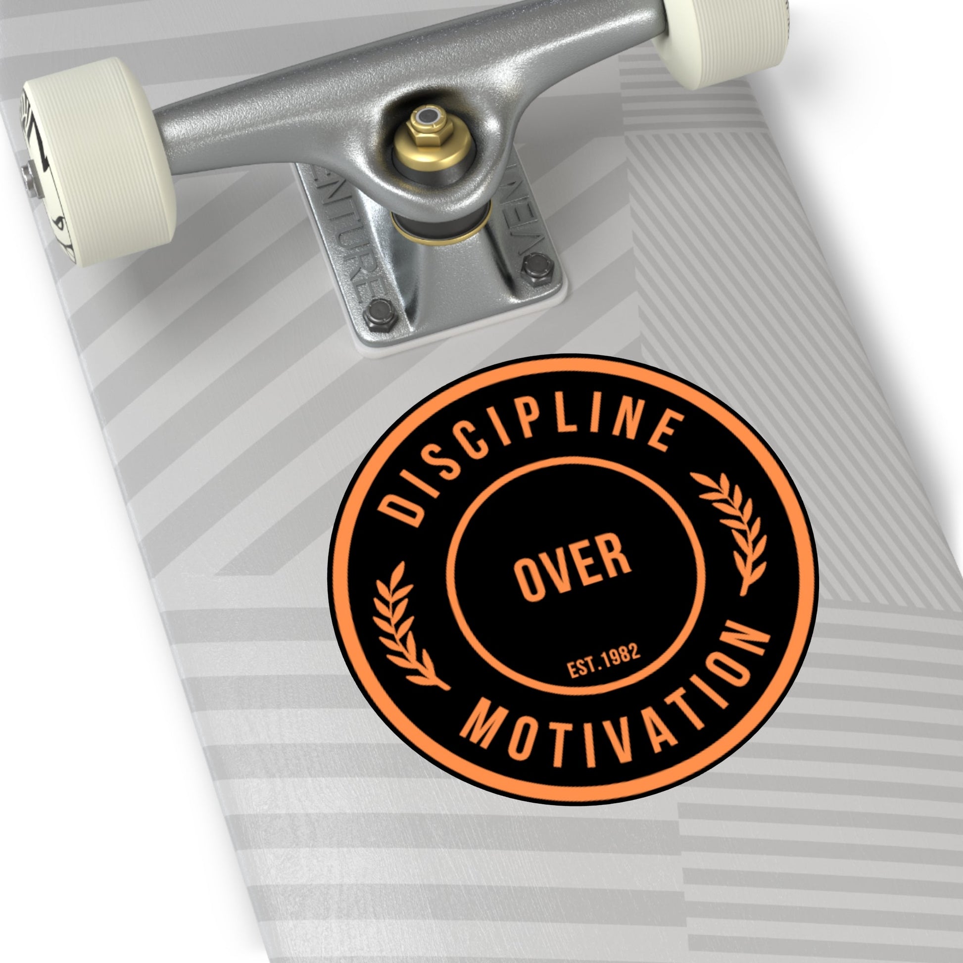 Discipline Over Motivation Black and Orange Round Stickers, Indoor\Outdoor - Discipline Over Motivation 247