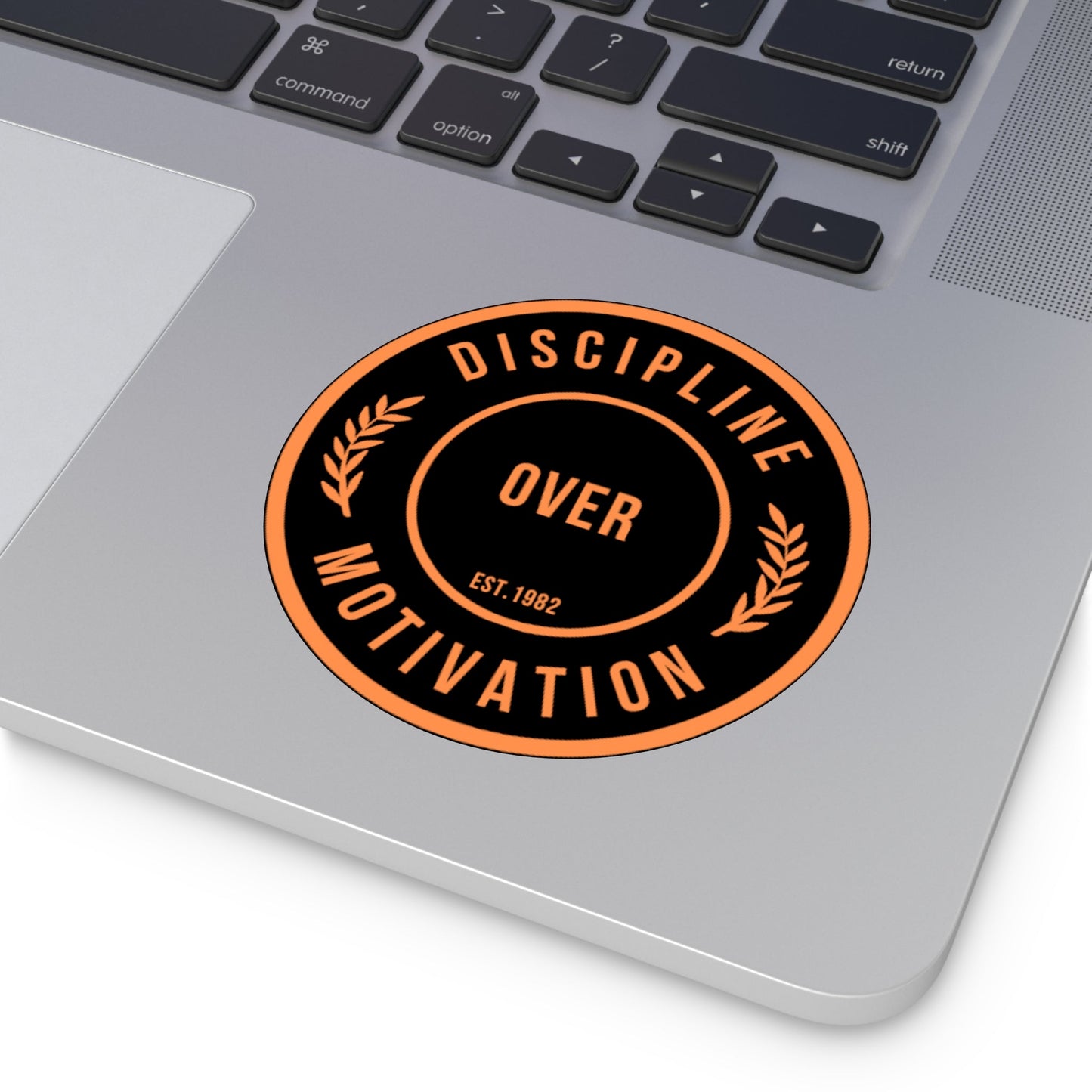 Discipline Over Motivation Black and Orange Round Stickers, Indoor\Outdoor - Discipline Over Motivation 247