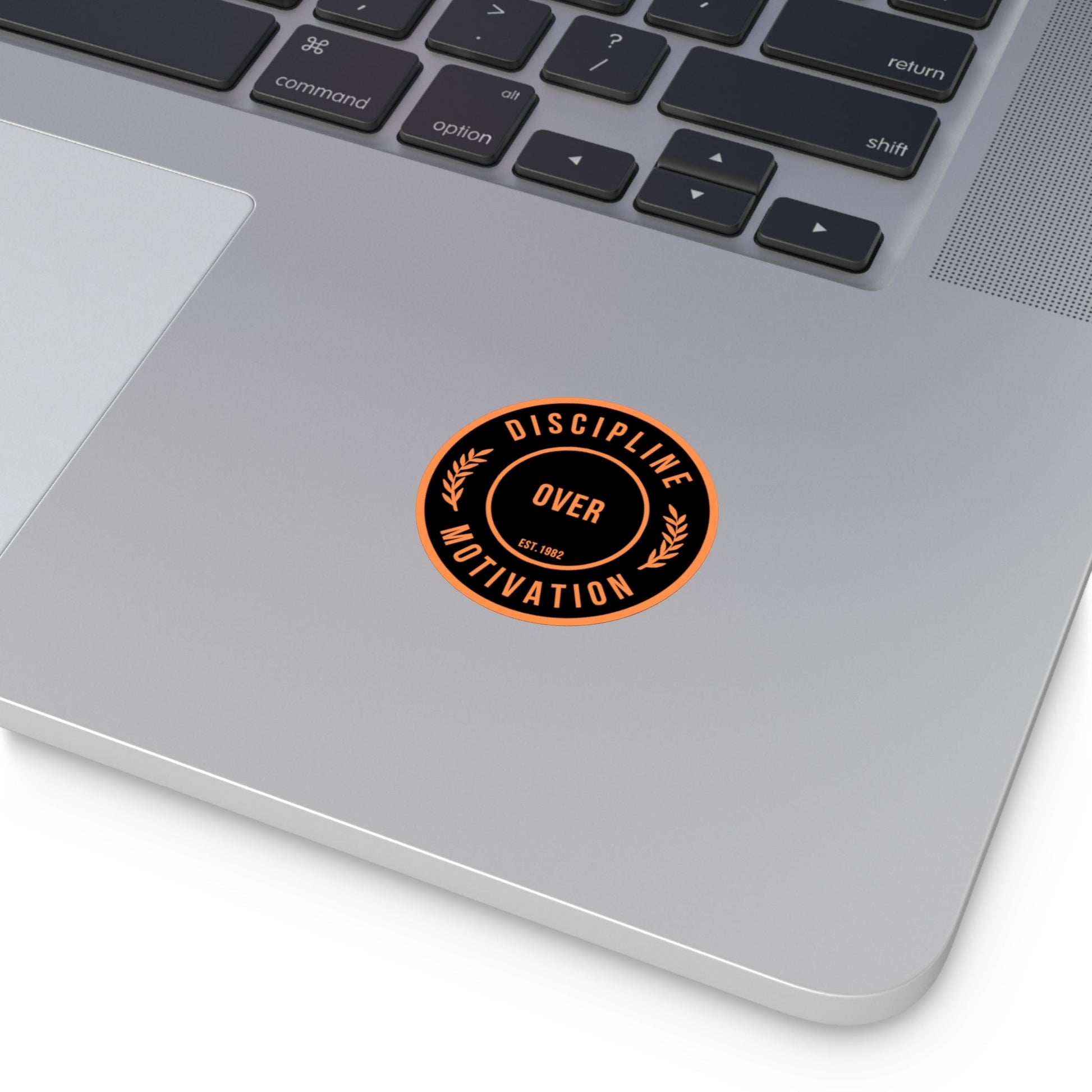 Discipline Over Motivation Black and Orange Round Stickers, Indoor\Outdoor - Discipline Over Motivation 247