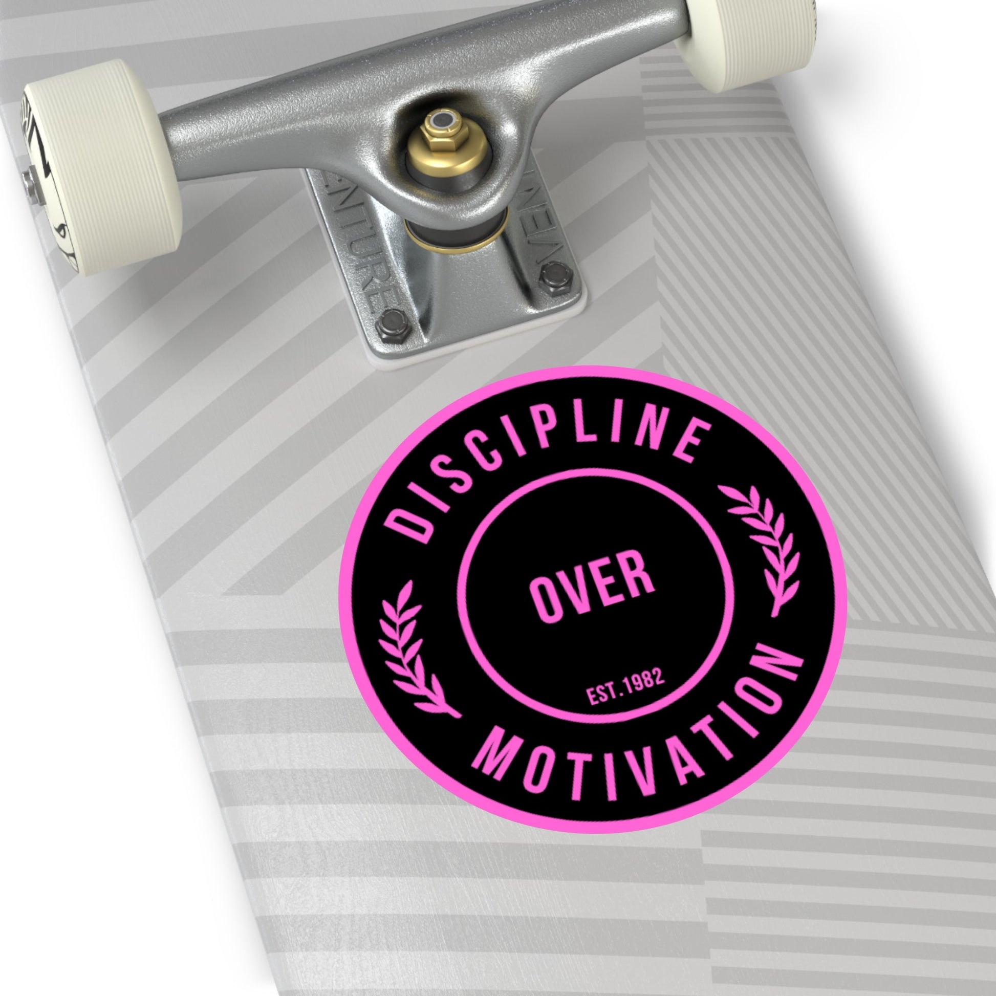 Discipline Over Motivation Black and Pink Round Stickers, Indoor\Outdoor - Discipline Over Motivation 247