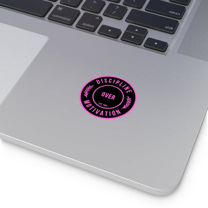 Discipline Over Motivation Black and Pink Round Stickers, Indoor\Outdoor - Discipline Over Motivation 247