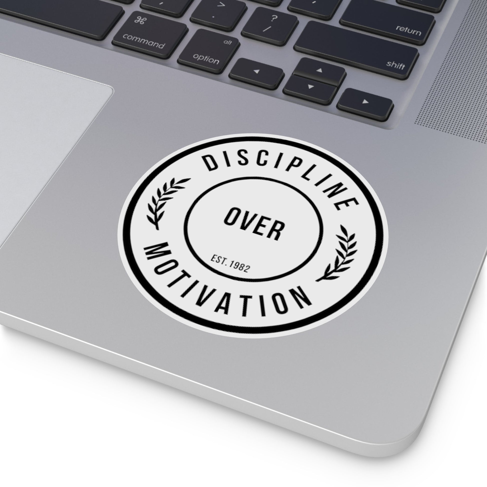 Discipline Over Motivation Black Letter Round Stickers, Indoor\Outdoor - Discipline Over Motivation 247