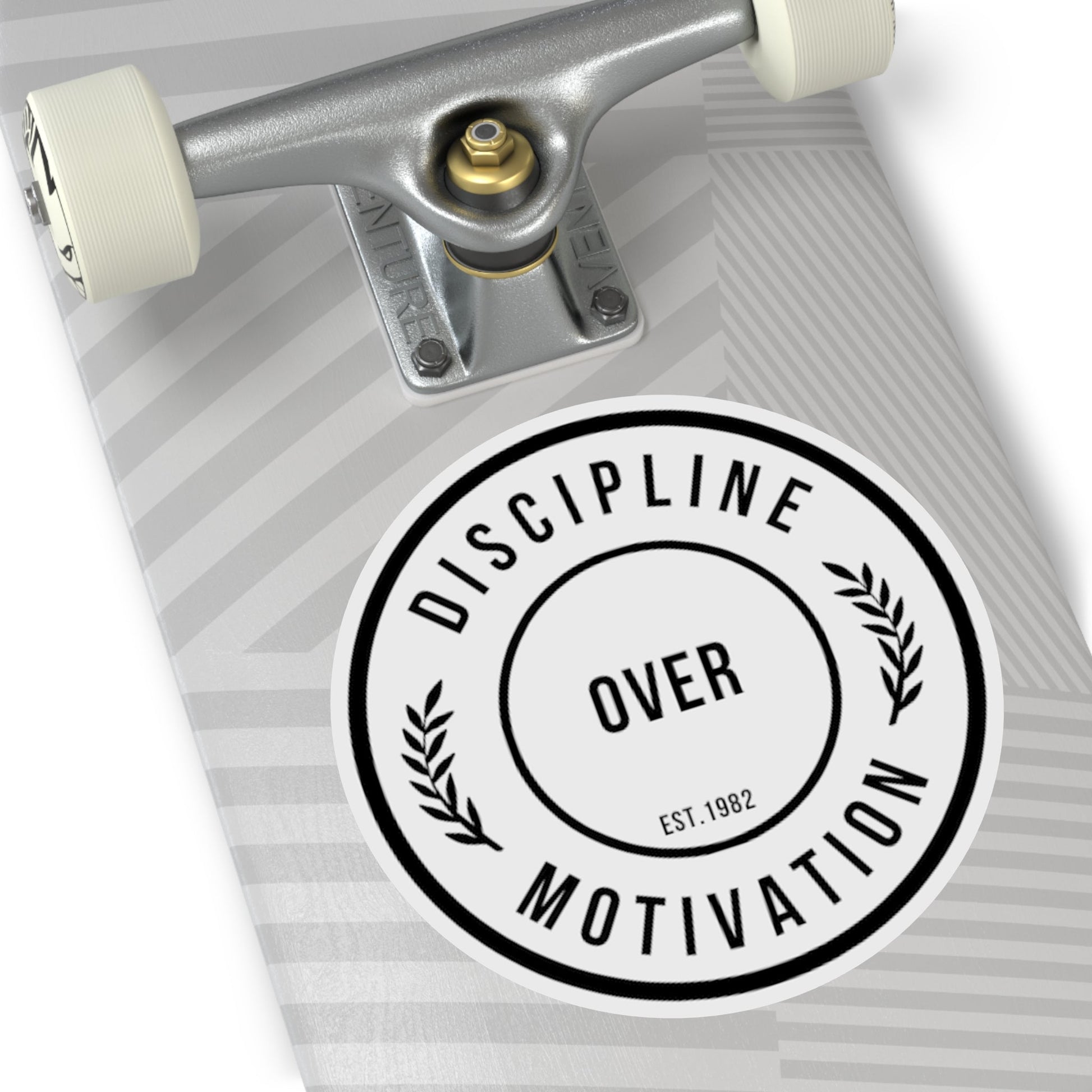 Discipline Over Motivation Black Letter Round Stickers, Indoor\Outdoor - Discipline Over Motivation 247