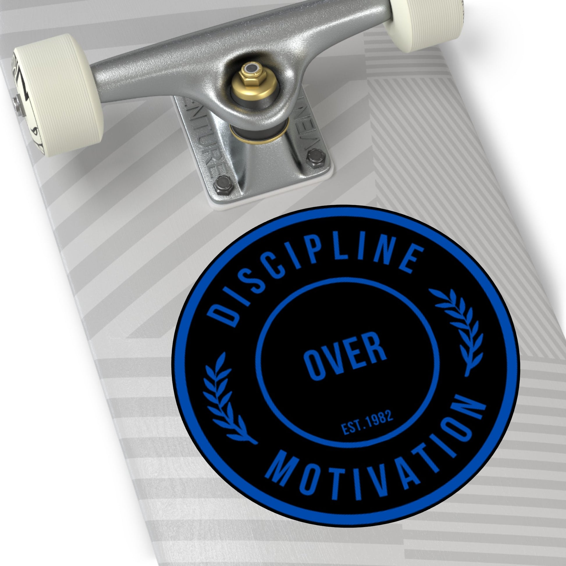 Discipline Over Motivation Logo, Indoor\Outdoor Sticker Black and Blue - Discipline Over Motivation 247