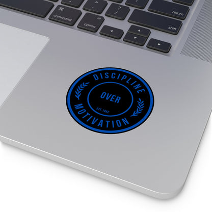 Discipline Over Motivation Logo, Indoor\Outdoor Sticker Black and Blue - Discipline Over Motivation 247