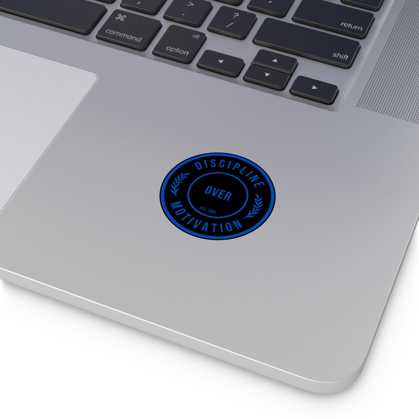 Discipline Over Motivation Logo, Indoor\Outdoor Sticker Black and Blue - Discipline Over Motivation 247