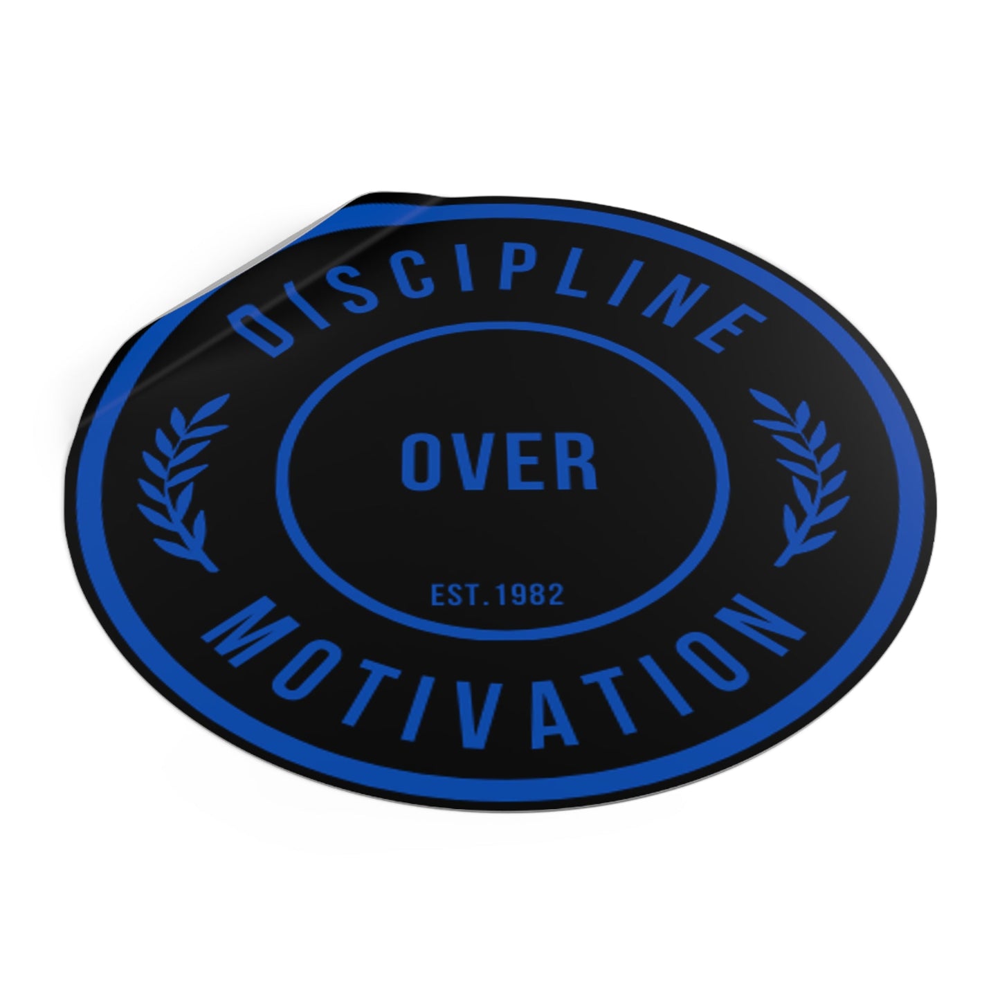 Discipline Over Motivation Logo, Indoor\Outdoor Sticker Black and Blue - Discipline Over Motivation 247