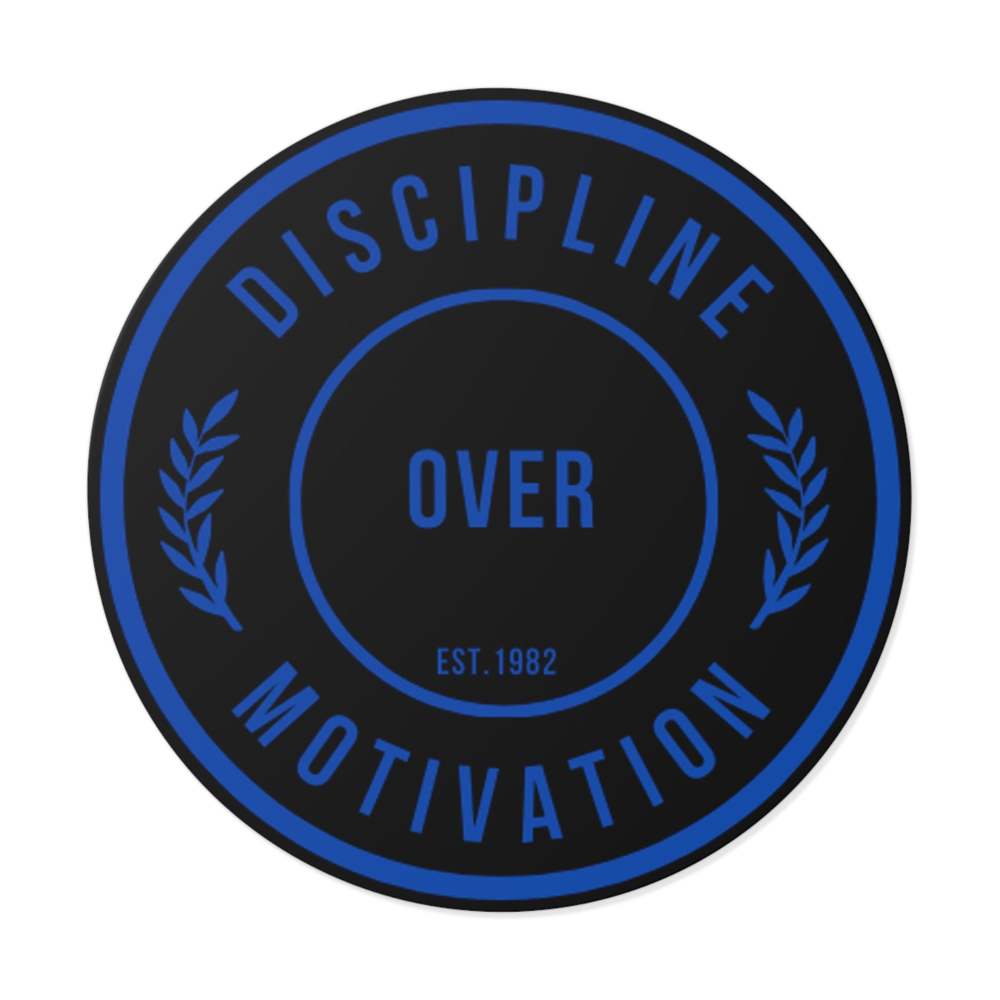 Discipline Over Motivation Logo, Indoor\Outdoor Sticker Black and Blue - Discipline Over Motivation 247