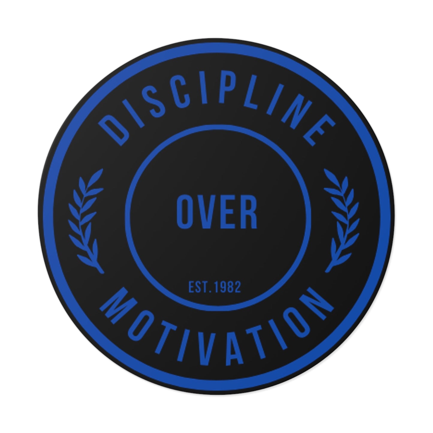 Discipline Over Motivation Logo, Indoor\Outdoor Sticker Black and Blue - Discipline Over Motivation 247