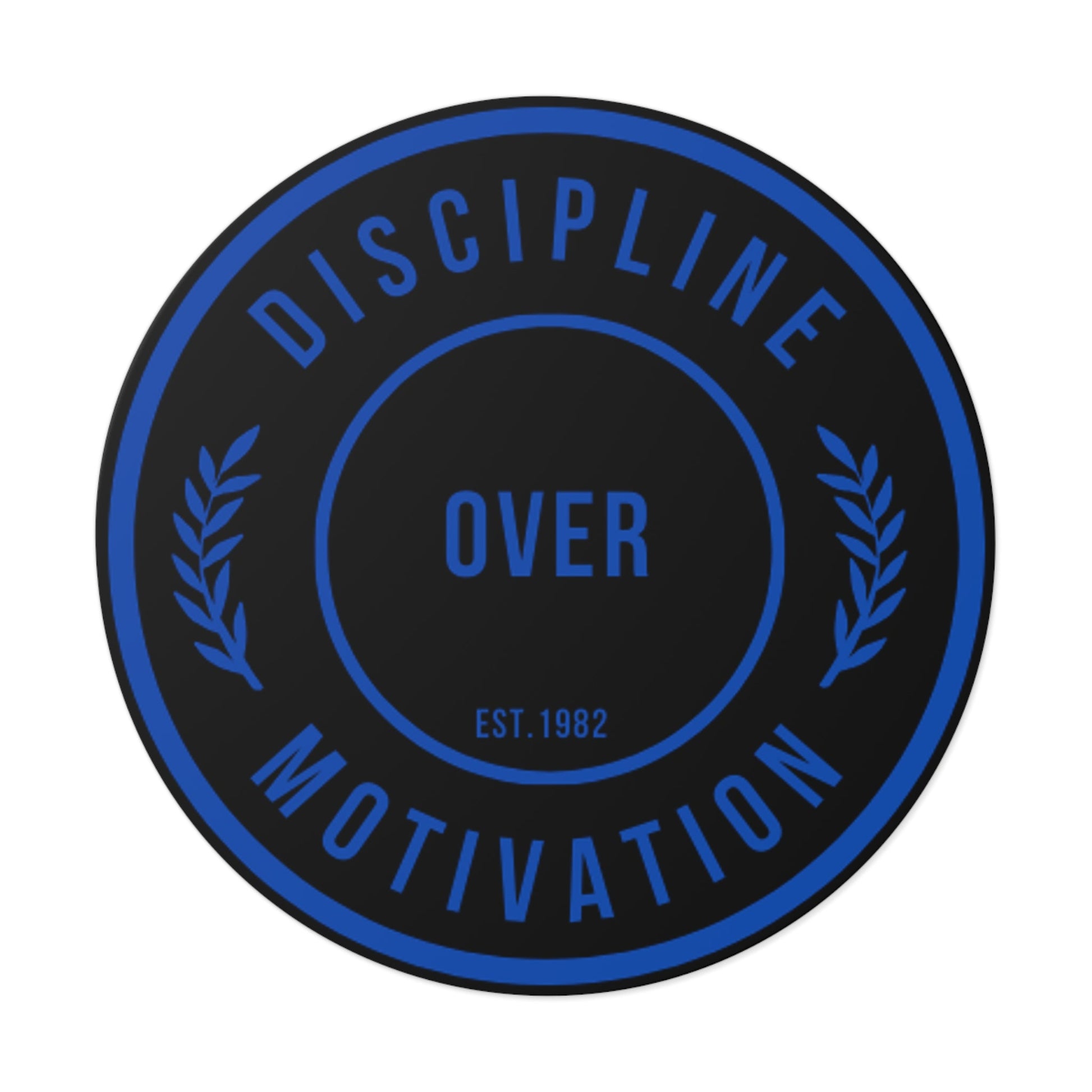 Discipline Over Motivation Logo, Indoor\Outdoor Sticker Black and Blue - Discipline Over Motivation 247