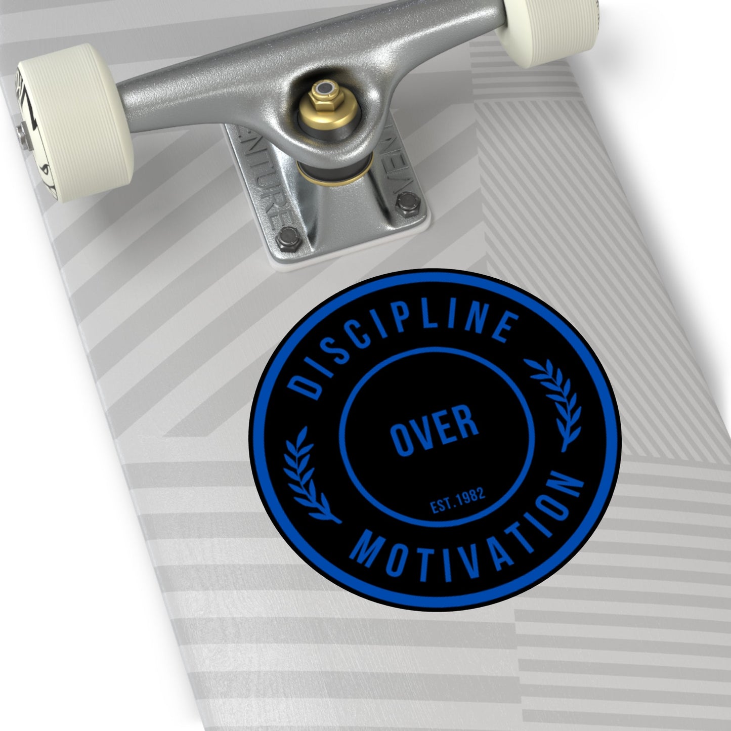 Discipline Over Motivation Logo, Indoor\Outdoor Sticker Black and Blue - Discipline Over Motivation 247