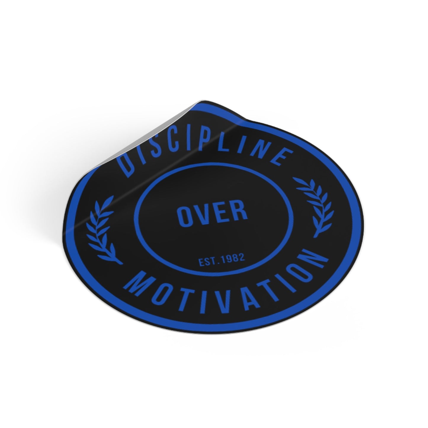 Discipline Over Motivation Logo, Indoor\Outdoor Sticker Black and Blue - Discipline Over Motivation 247