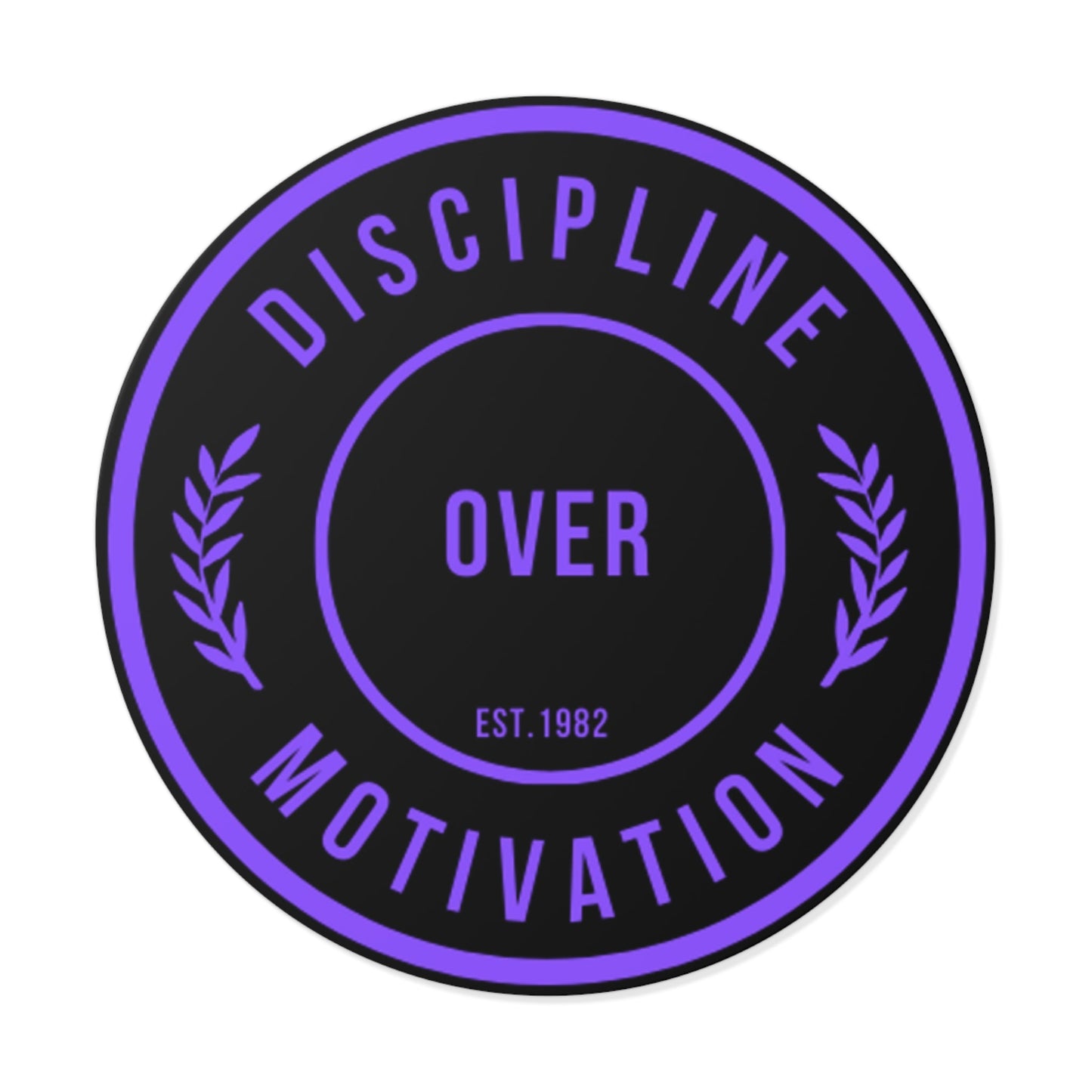 Discipline Over Motivation Logo, Indoor\Outdoor Sticker Black and Purple - Discipline Over Motivation 247