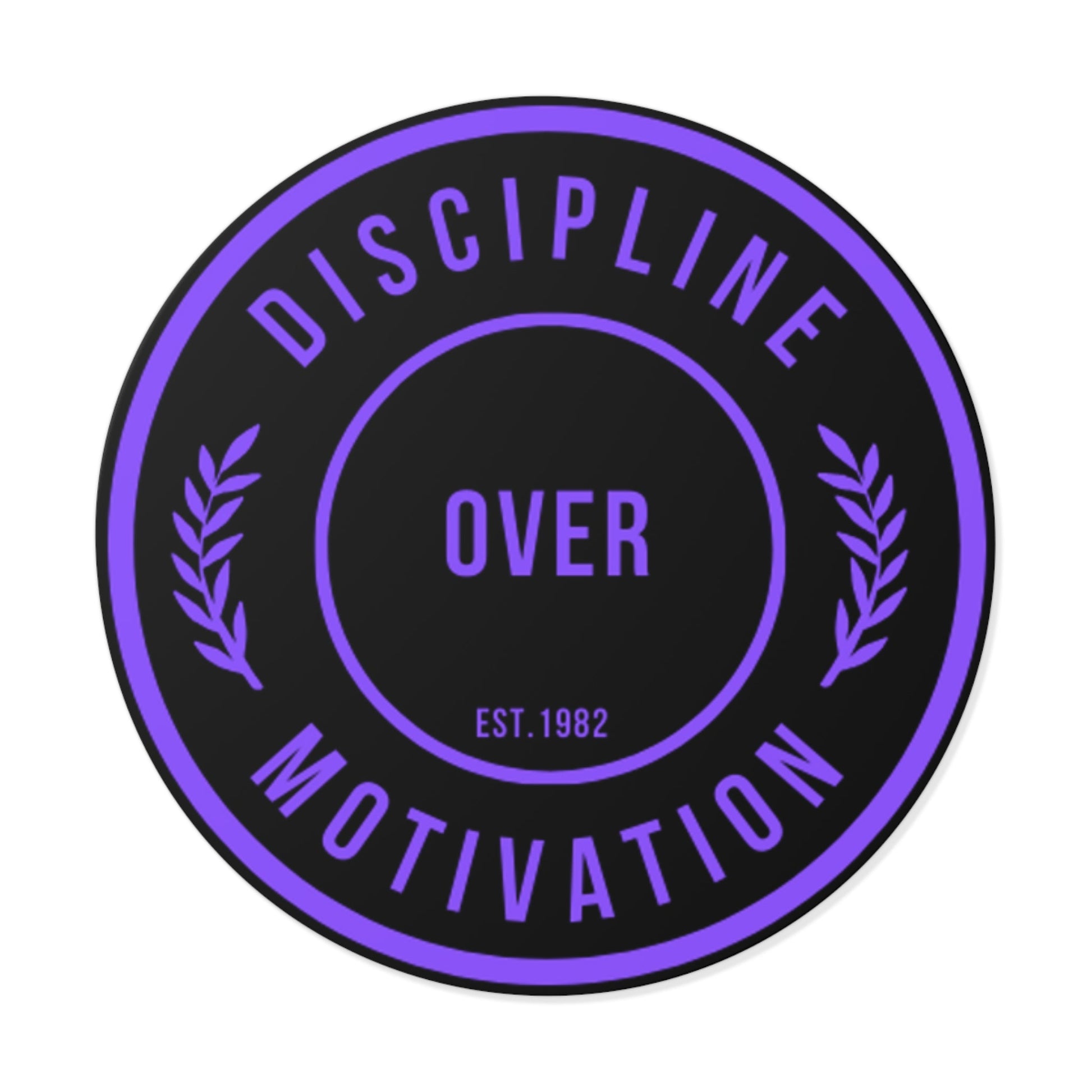 Discipline Over Motivation Logo, Indoor\Outdoor Sticker Black and Purple - Discipline Over Motivation 247