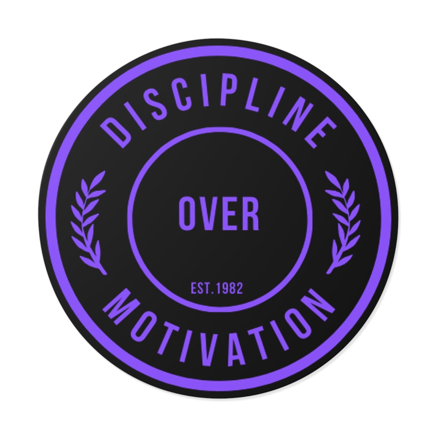 Discipline Over Motivation Logo, Indoor\Outdoor Sticker Black and Purple - Discipline Over Motivation 247