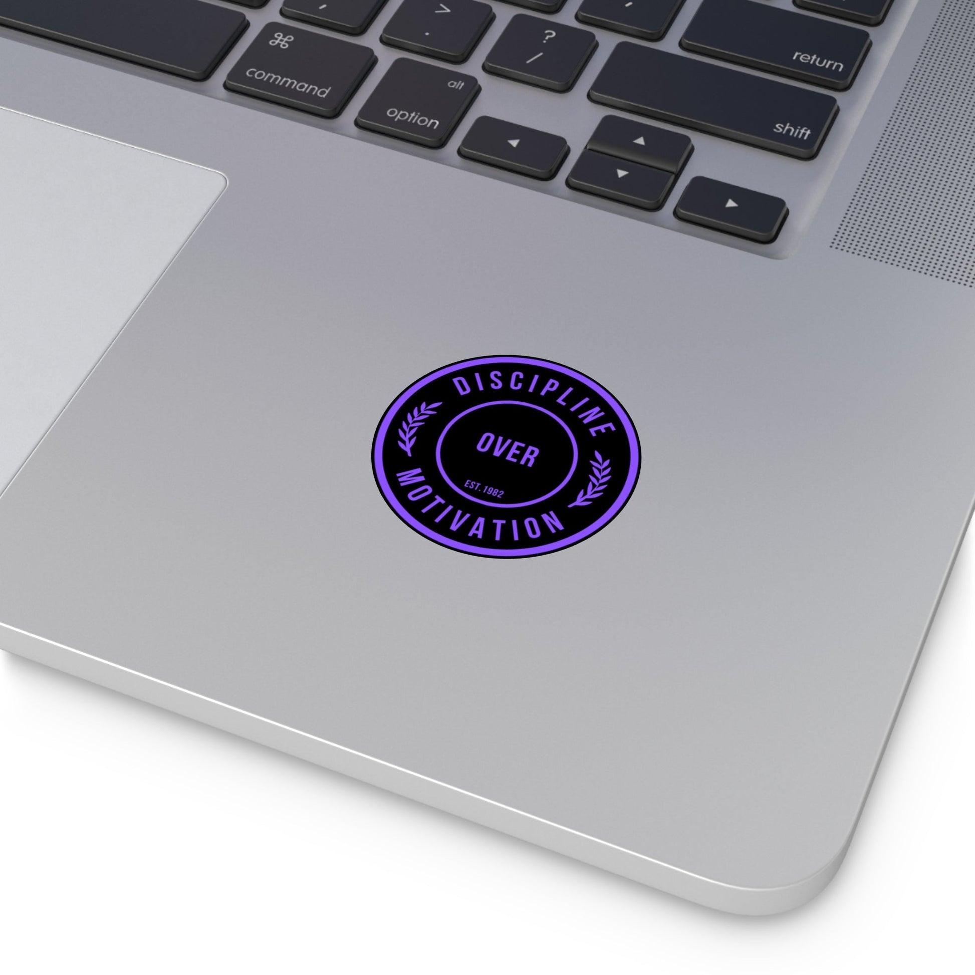 Discipline Over Motivation Logo, Indoor\Outdoor Sticker Black and Purple - Discipline Over Motivation 247