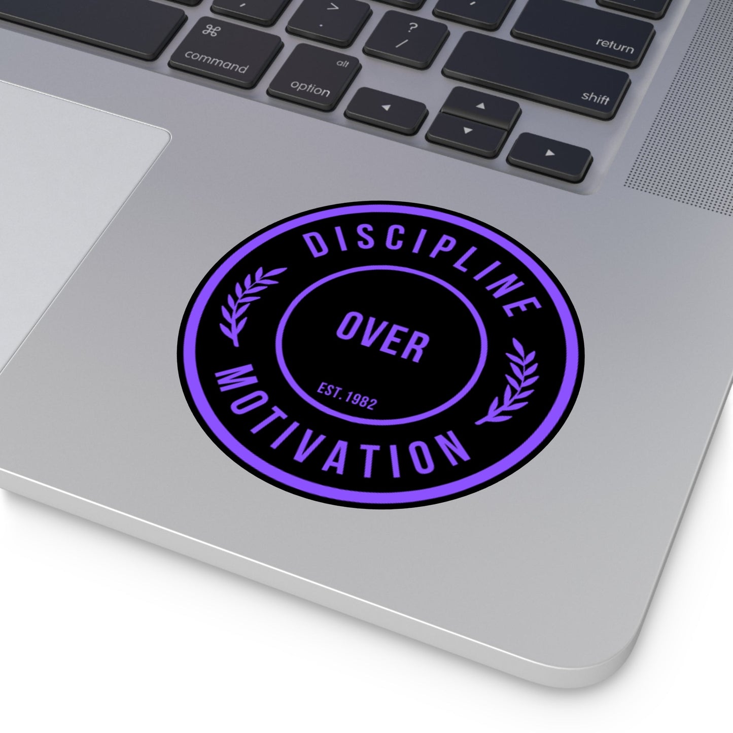 Discipline Over Motivation Logo, Indoor\Outdoor Sticker Black and Purple - Discipline Over Motivation 247