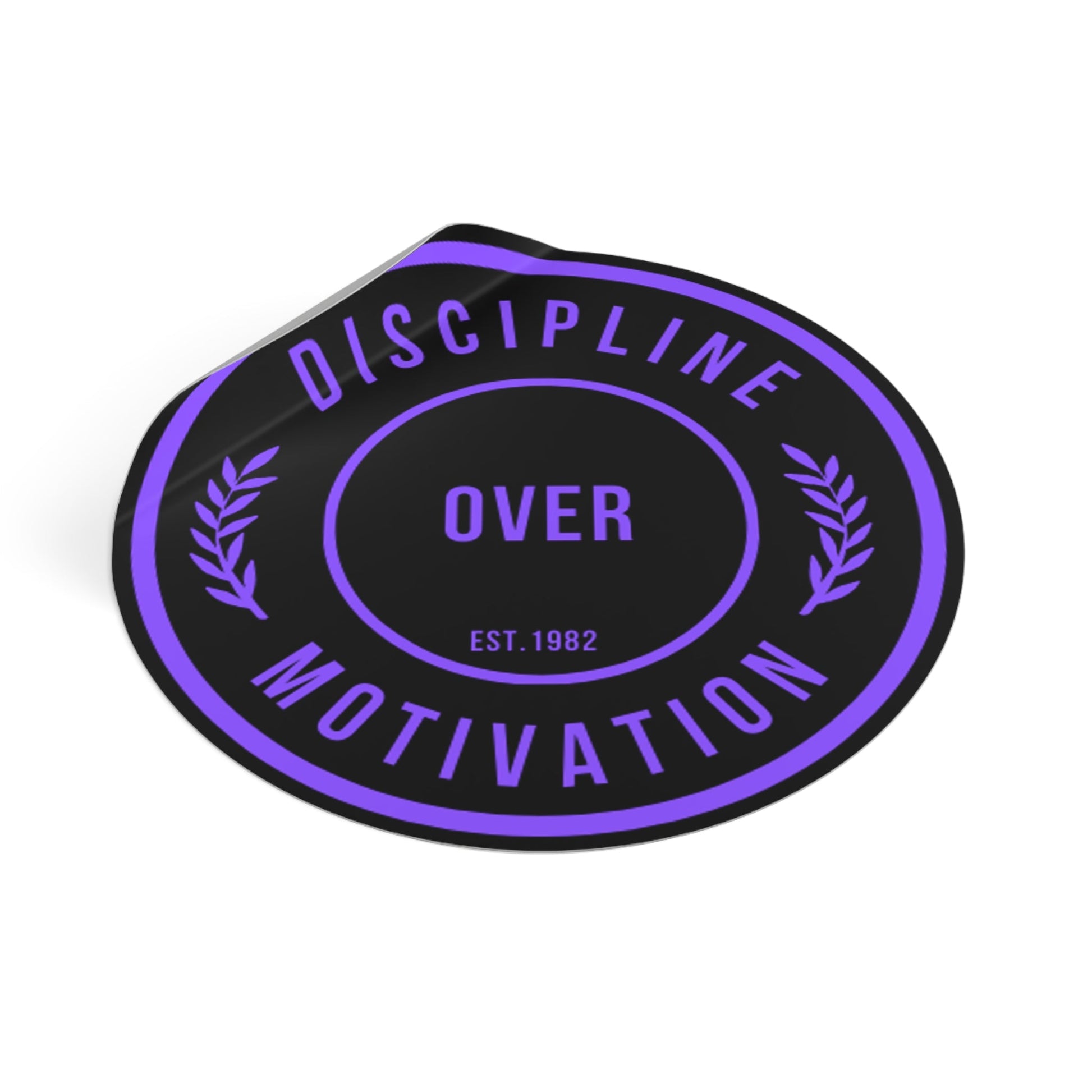 Discipline Over Motivation Logo, Indoor\Outdoor Sticker Black and Purple - Discipline Over Motivation 247