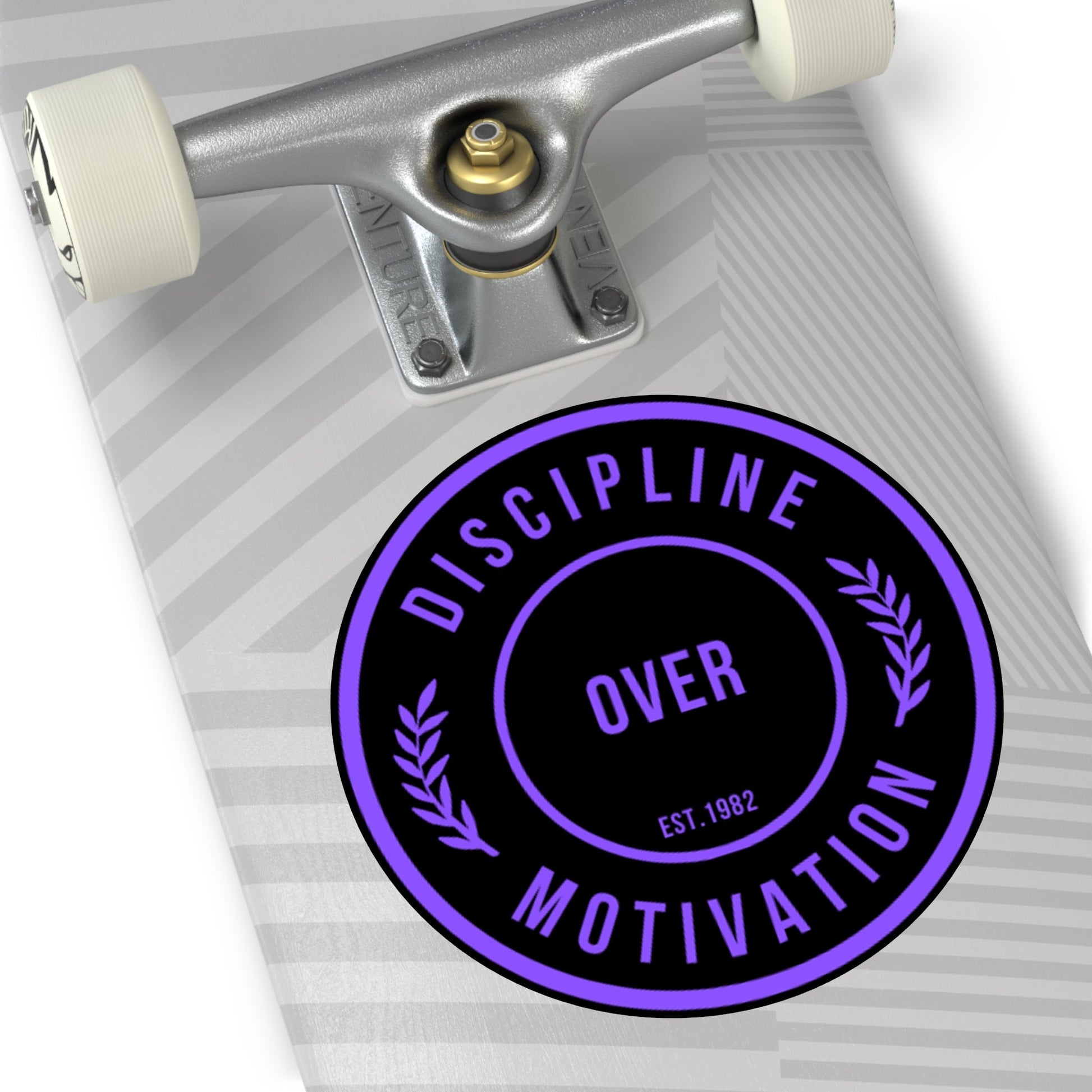 Discipline Over Motivation Logo, Indoor\Outdoor Sticker Black and Purple - Discipline Over Motivation 247